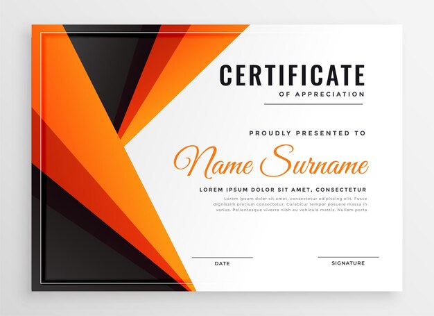 Orange multipurpose diploma certificate template design