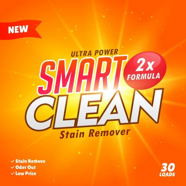 Free Vector orange packaging with lights for detergent