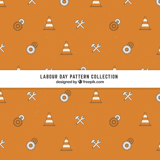 Orange pattern with labour day elements