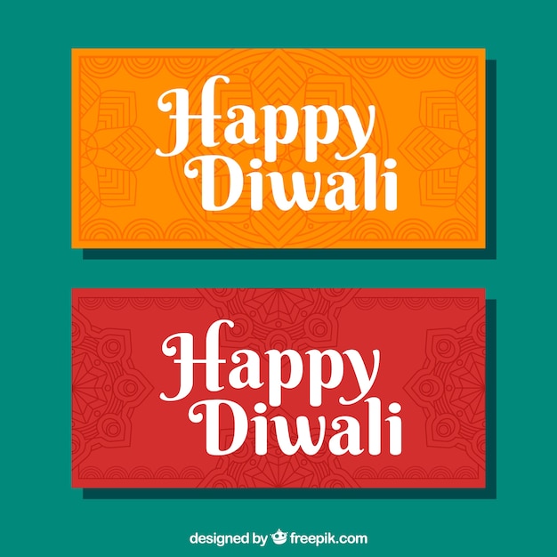 Orange and red diwali banners