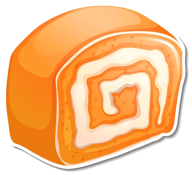 Free Vector an orange sponge cake roll in cartoon style