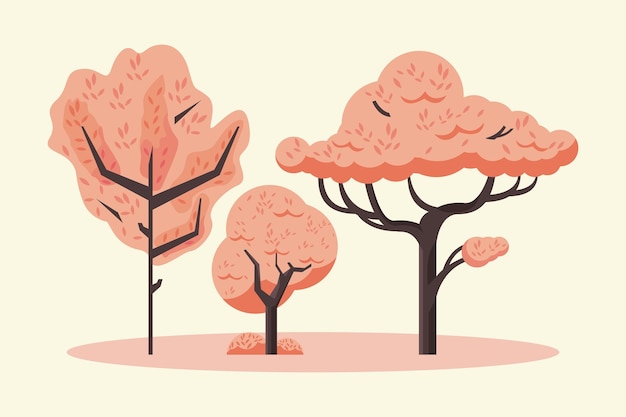 Free Vector orange trees plants forest