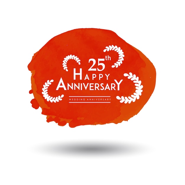 Free Vector orange watercolor splatter wedding anniversary design 