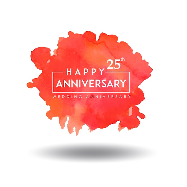 Free Vector orange watercolor splatter wedding anniversary design 