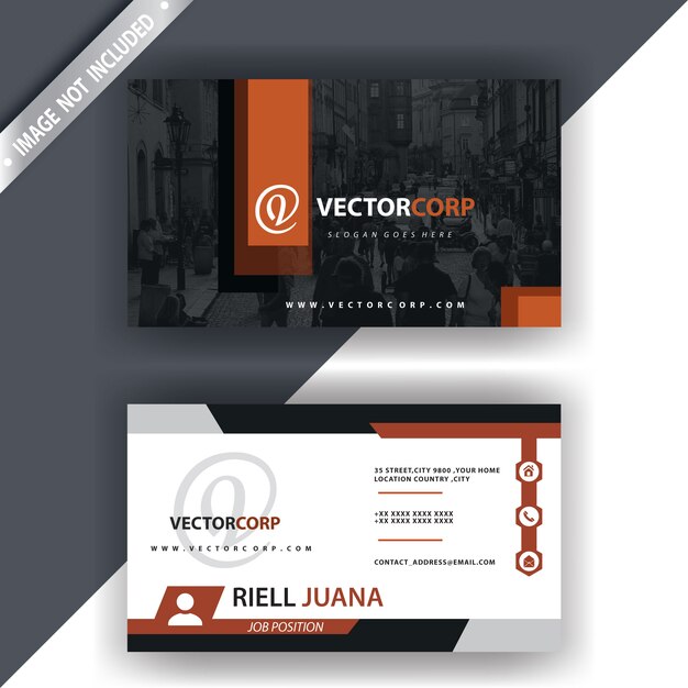 Orange and white business card