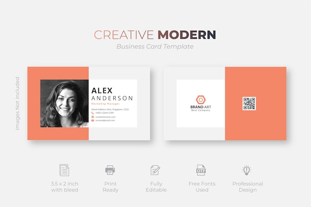 orange and white business card