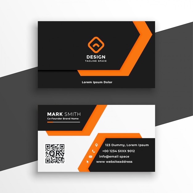 Orange and white geometric business card