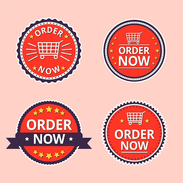 Free Vector order now promo stickers pack