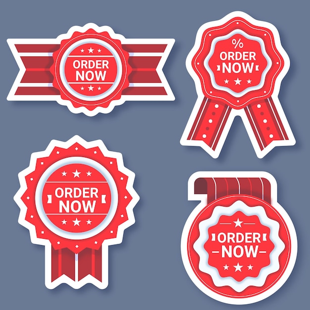 Free Vector order now stickers set