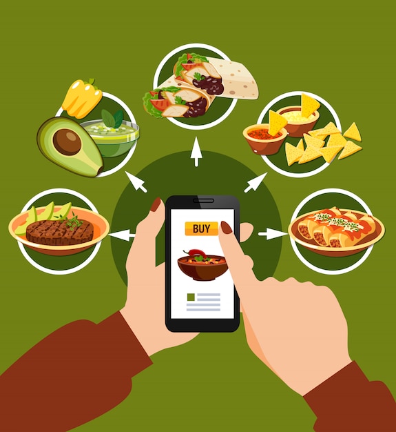 Free Vector ordering mexican food illustration