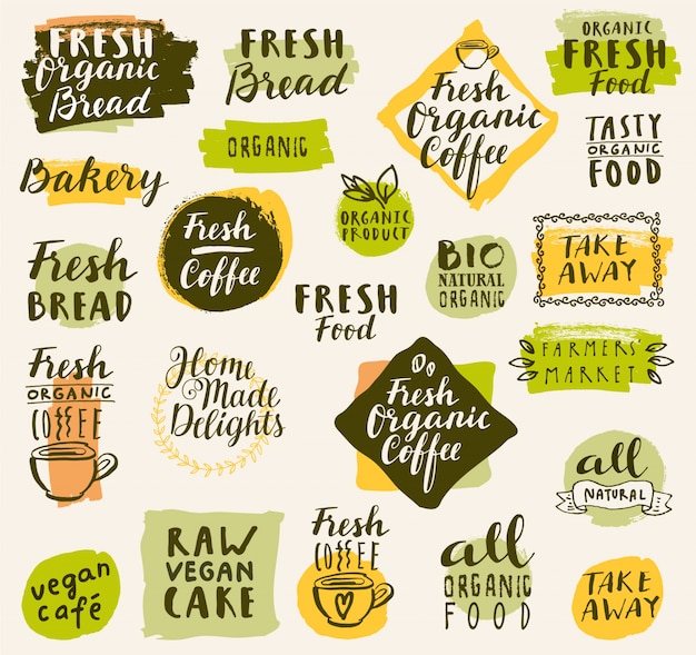 Free Vector organic coffee logo collection