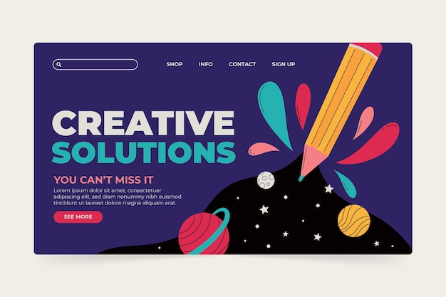 Free Vector organic creative solutions homepage