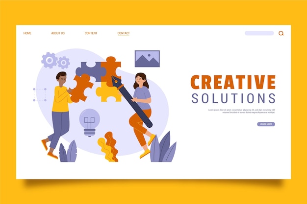 Free Vector organic creative solutions landing page