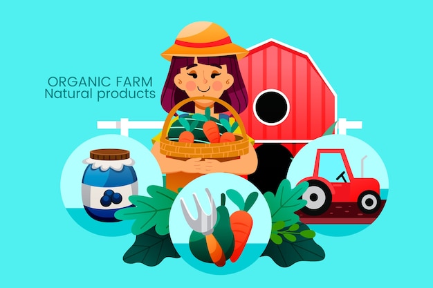 Organic farming concept elements