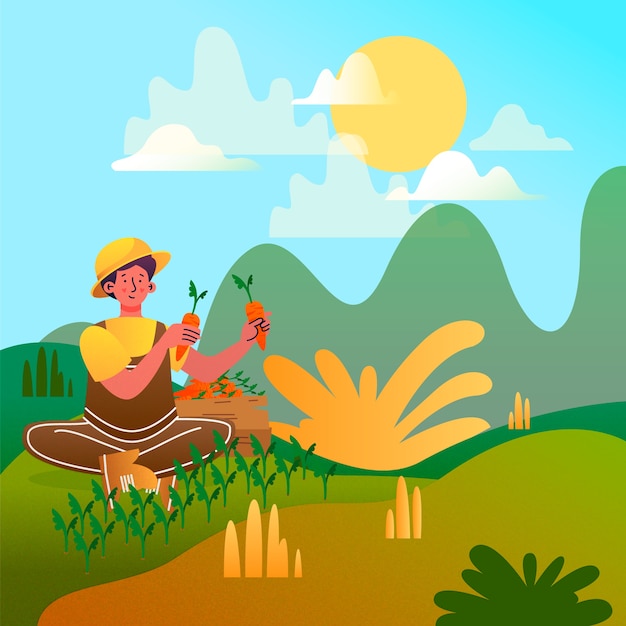 Free Vector organic farming concept illustrated