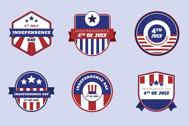 Organic flat 4th of july independence day badge collection