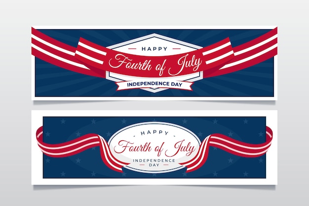 Free Vector organic flat 4th of july independence day banners set