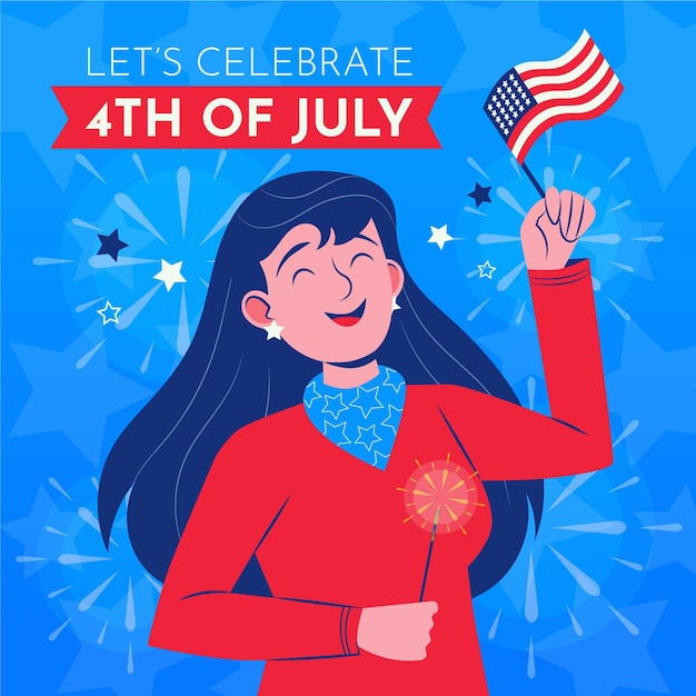 Organic flat 4th of july independence day illustration