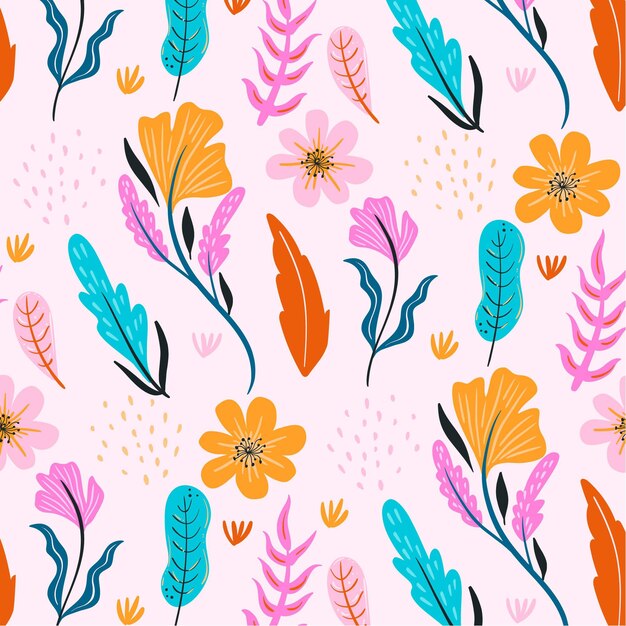 Organic flat abstract floral pattern