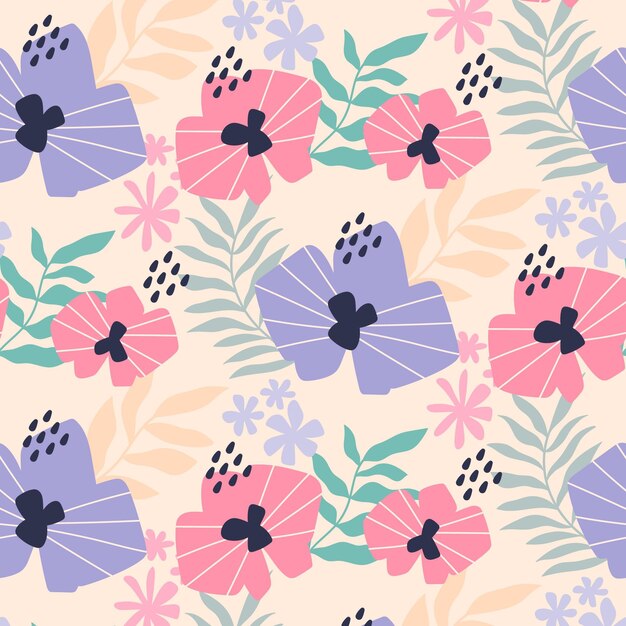 Organic flat abstract floral pattern