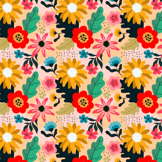 Organic flat abstract floral pattern