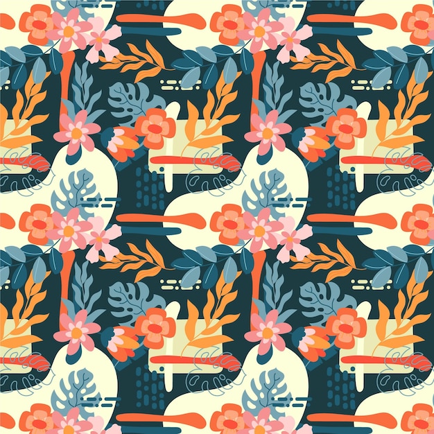 Free Vector organic flat abstract floral pattern