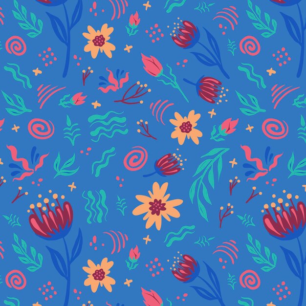 Organic flat abstract floral pattern