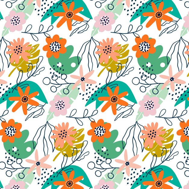 Organic flat abstract floral pattern