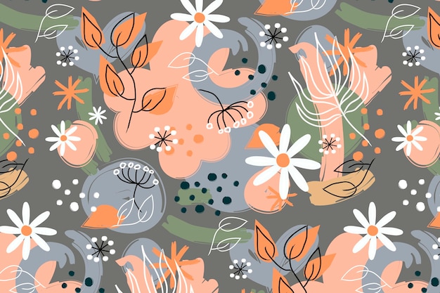 Organic flat abstract floral pattern