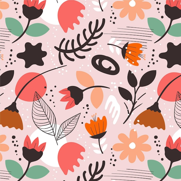 Free Vector organic flat abstract floral pattern