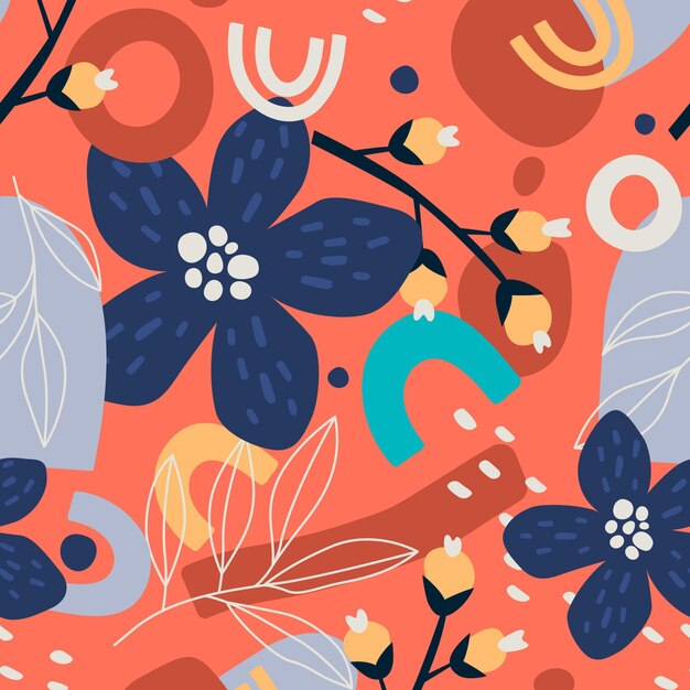 Organic flat abstract floral pattern