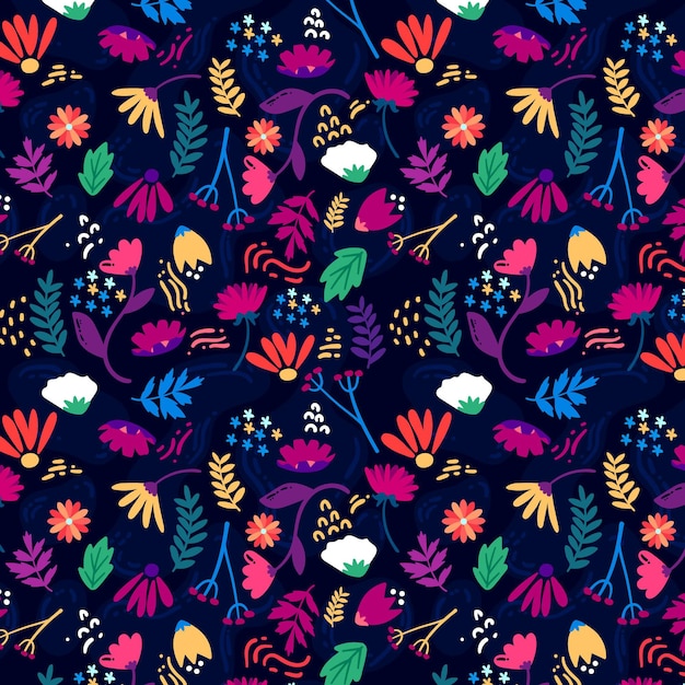 Organic flat abstract floral pattern