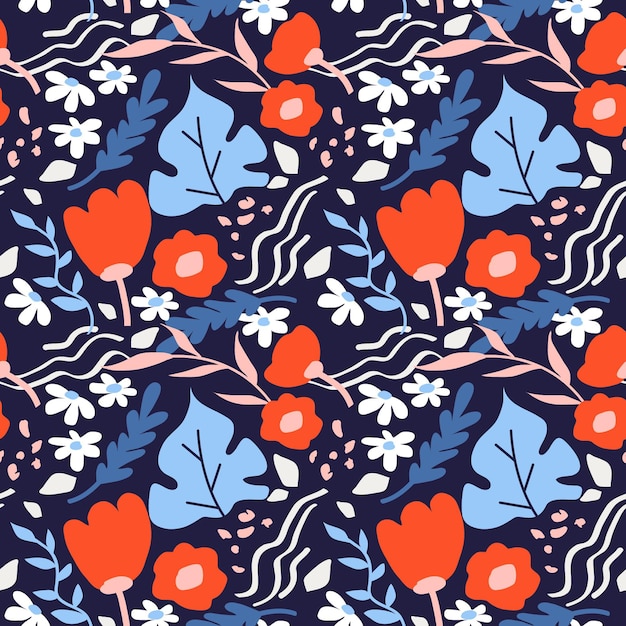 Organic flat abstract floral pattern