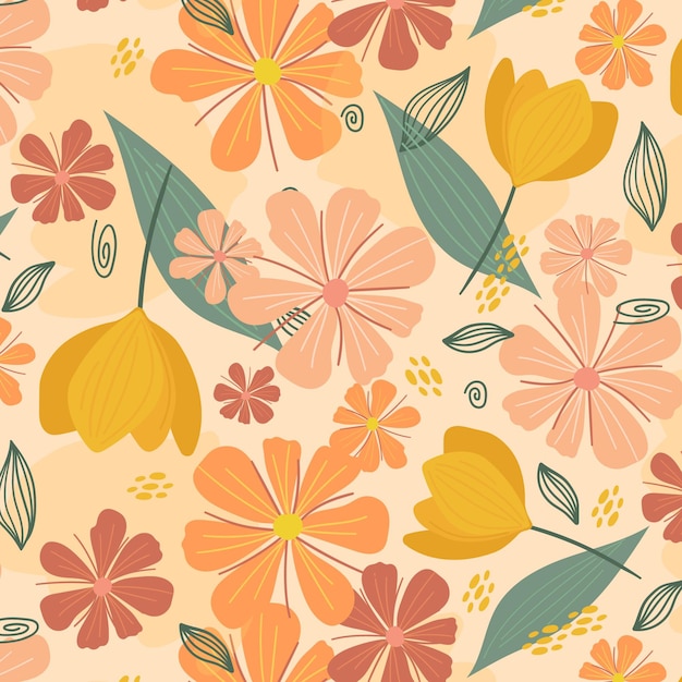 Organic flat abstract floral pattern