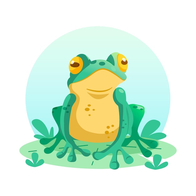 Organic flat adorable frog illustration