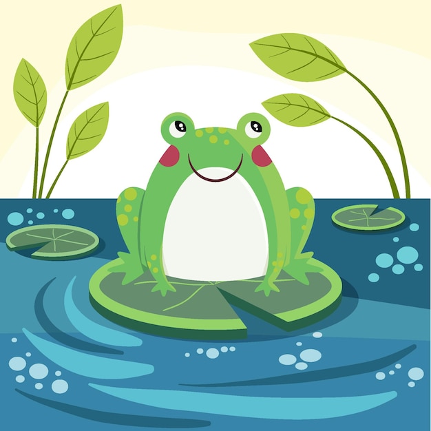 Free vector organic flat adorable frog illustration