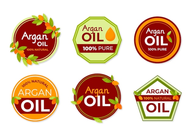 Organic flat argan oil badge set