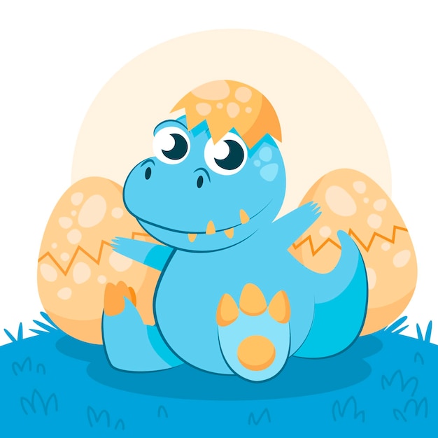 Organic flat baby dinosaur illustrated