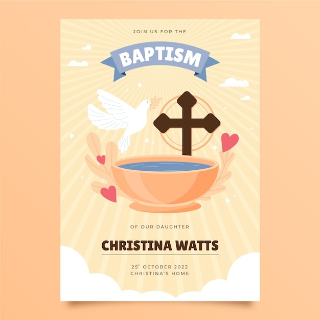 Free vector organic flat baptism invitation