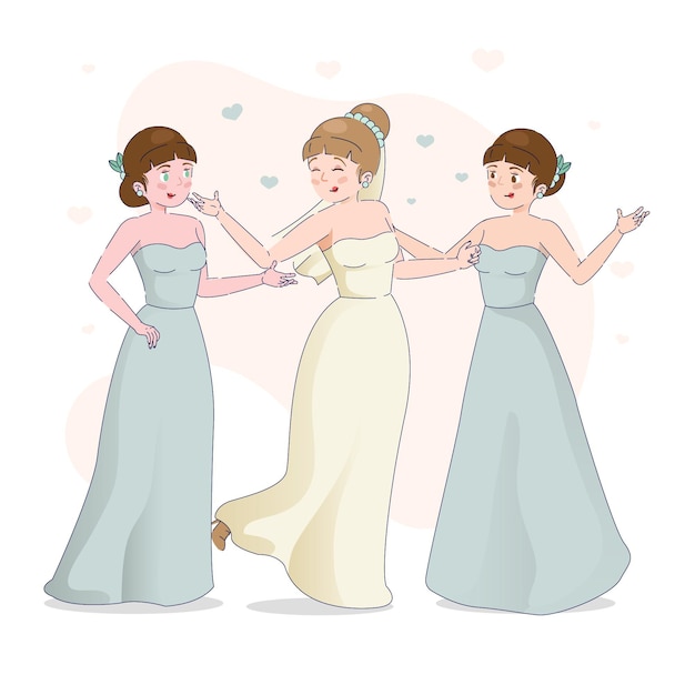 Free Vector organic flat bridesmaids celebrating an important day