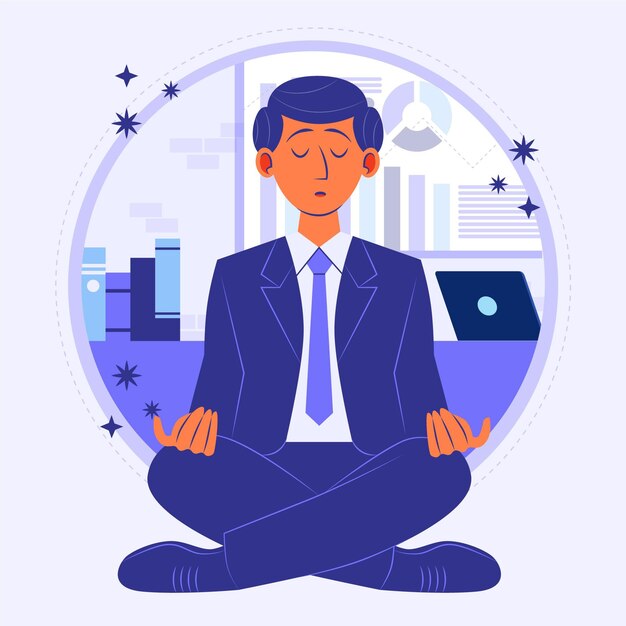 Organic flat business people meditating illustration