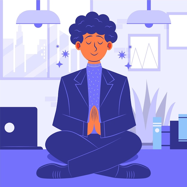 Organic flat business people meditating illustration