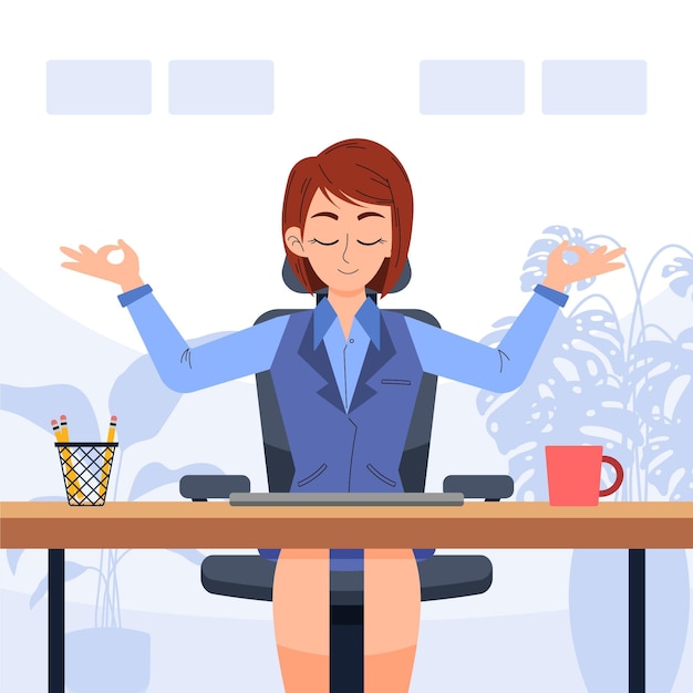 Free Vector organic flat business people meditating illustration