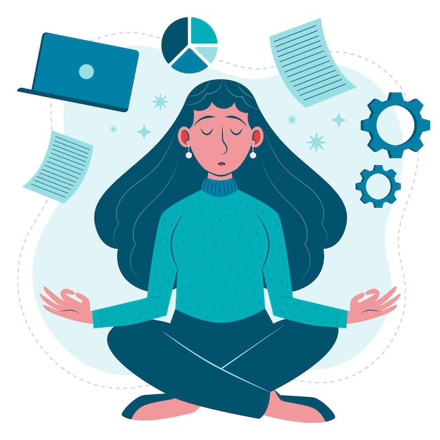 Free Vector organic flat business people meditating illustration