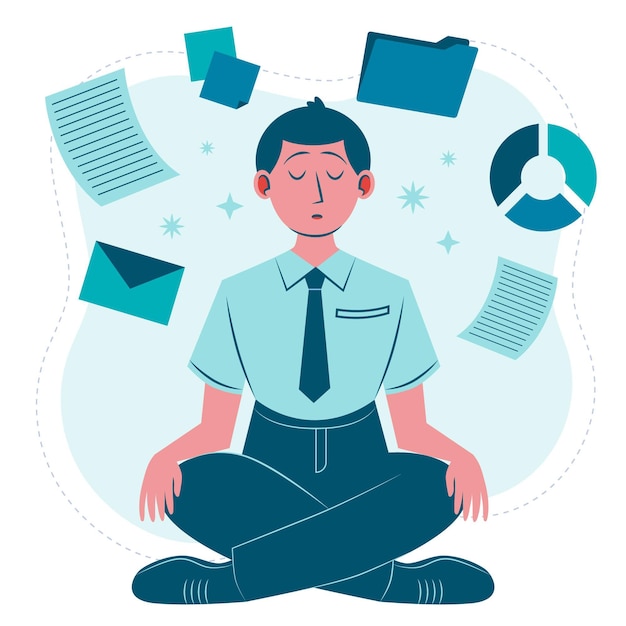 Free Vector organic flat business people meditating illustration