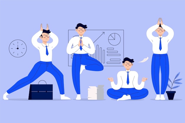 Free Vector organic flat business people meditating