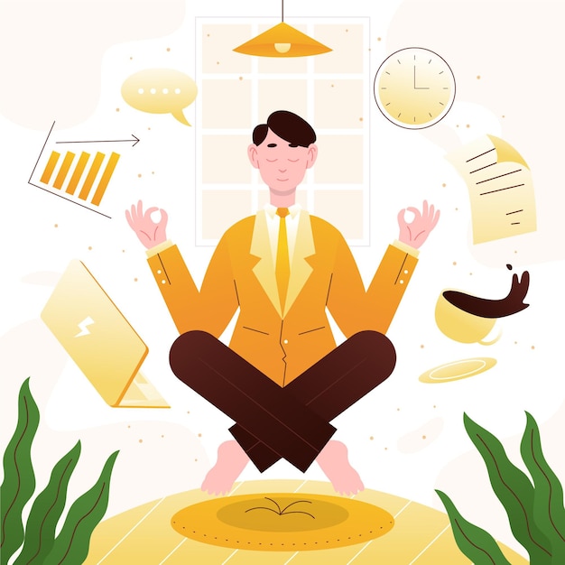 Free Vector organic flat business person meditating