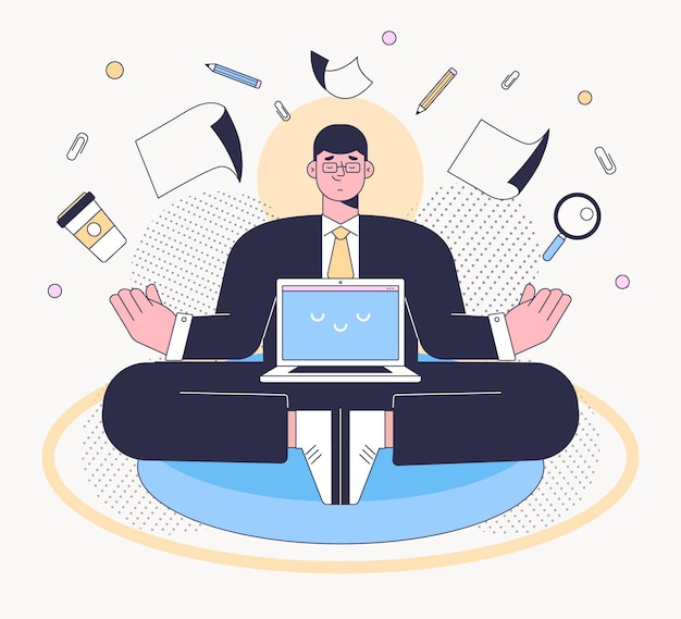 Free Vector organic flat business person meditating