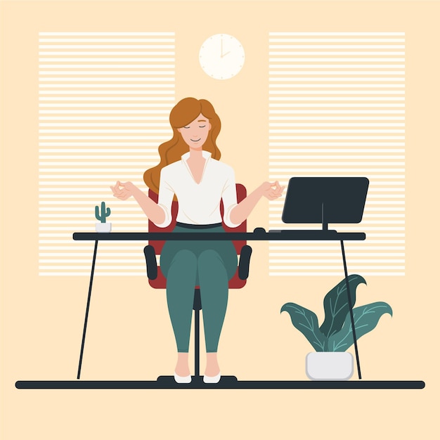 Free Vector organic flat business woman meditating