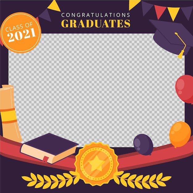 Free Vector organic flat class of 2021 frame template